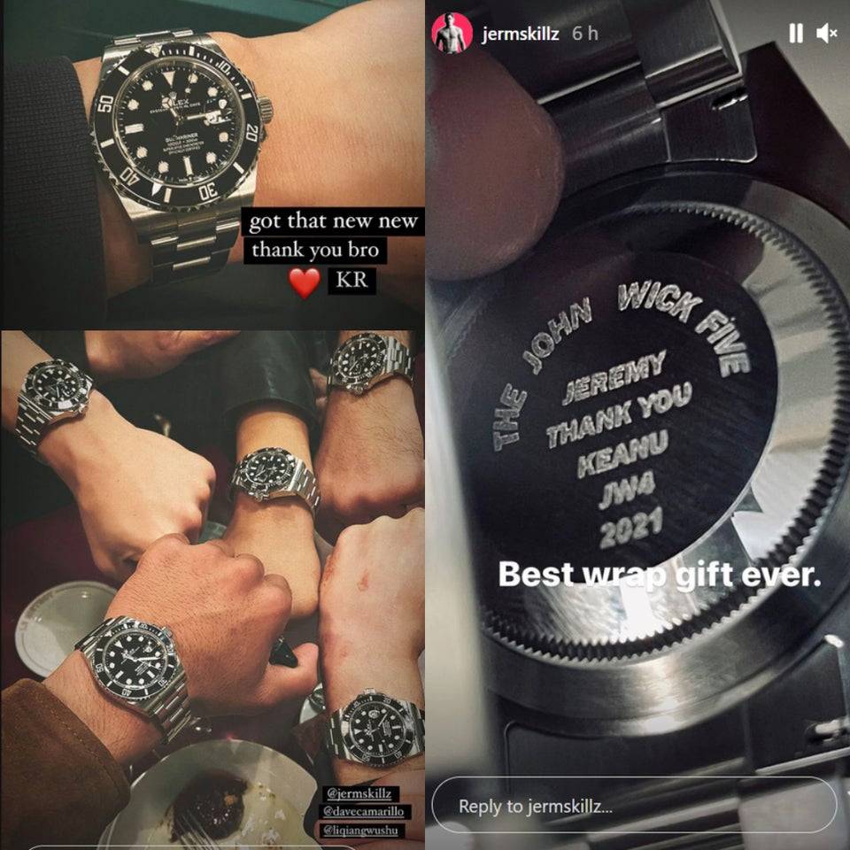 คีอานู รีฟส์ ซุปตาร์หนุ่มน้ำใจงามมอบนาฬิกาโรเล็กซ์ให้กับทีมสตันท์หนัง John Wick Chapter 4 คีอานู รีฟส์ ซุปตาร์หนุ่มน้ำใจงามมอบนาฬิกาโรเล็กซ์ให้กับทีมสตันท์หนัง John Wick Chapter 4