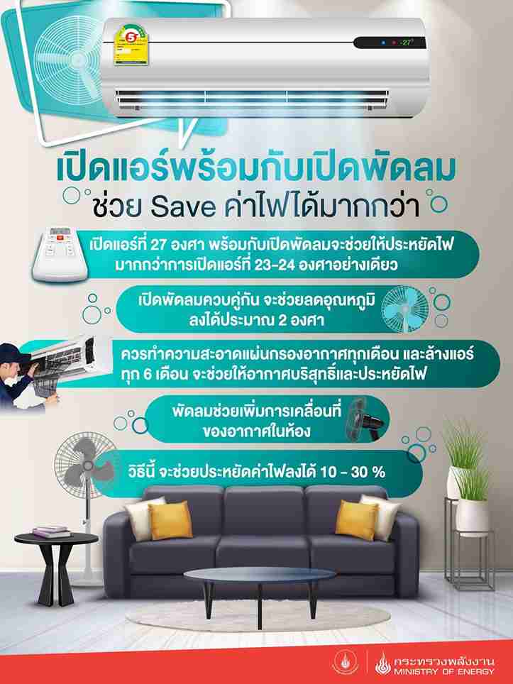 จริงหรือ? เปิดแอร์พร้อมพัดลม ช่วยประหยัด ค่าไฟ ได้มากกว่า จริงหรือ? เปิดแอร์พร้อมพัดลม ช่วยประหยัด ค่าไฟ ได้มากกว่า