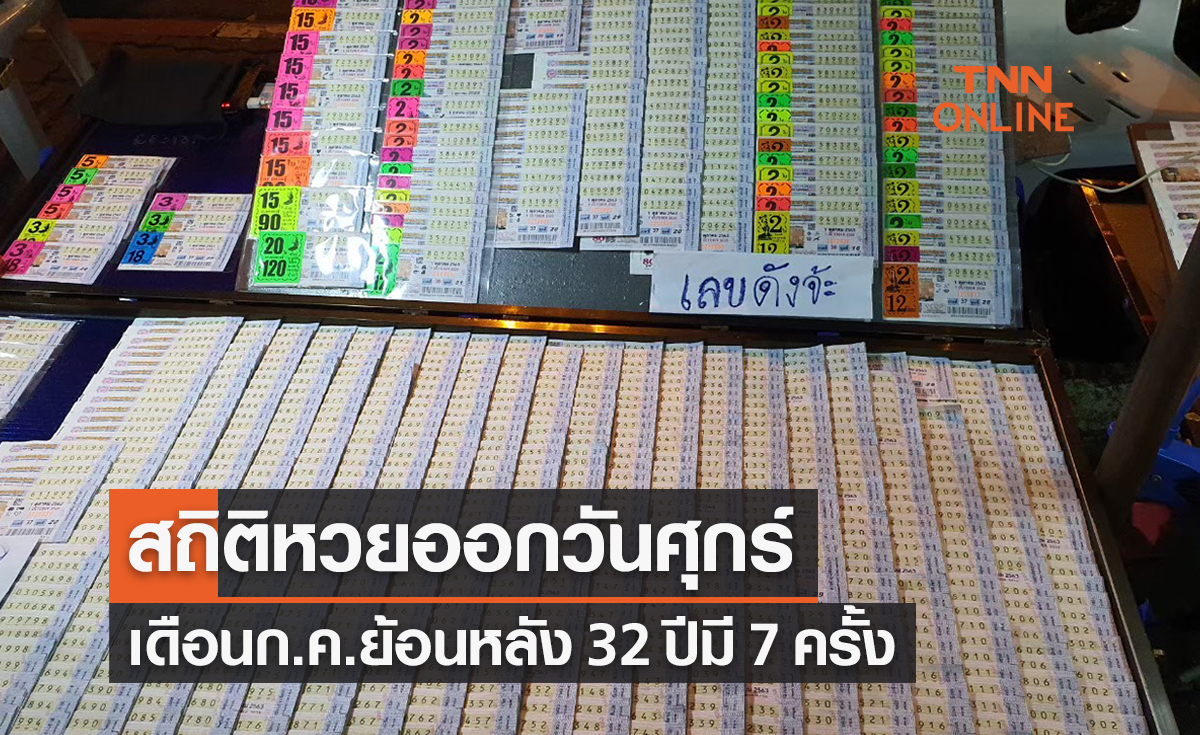 สถิติหวยออกวันศุกร์ เดือนกรกฏาคม ย้อนหลัง 32 ปี มีแค่ 7 ครั้ง 