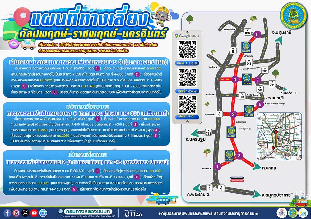 เช็กที่นี่ แนะ 7 เส้นทางเลี่ยงรถติดบนถนนสายหลักเดินทางช่วงเทศกาลสงกรานต์ 2567