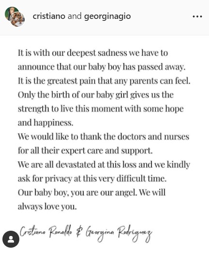 สูญเสียลูกแฝด 1 คน คริสเตียโน่ โรนัลโด้ โพสต์เศร้า ด้านแฟนชาวไทยแห่ส่งกำลังใจแน่น