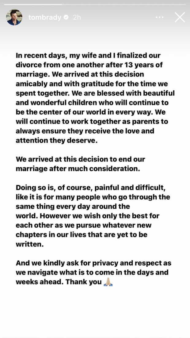 ยืนยันหย่าแล้ว!! ‘ทอม เบรดี้ - จิเซล บุนเชน’ ปิดฉากชีวิตคู่ 13 ปี