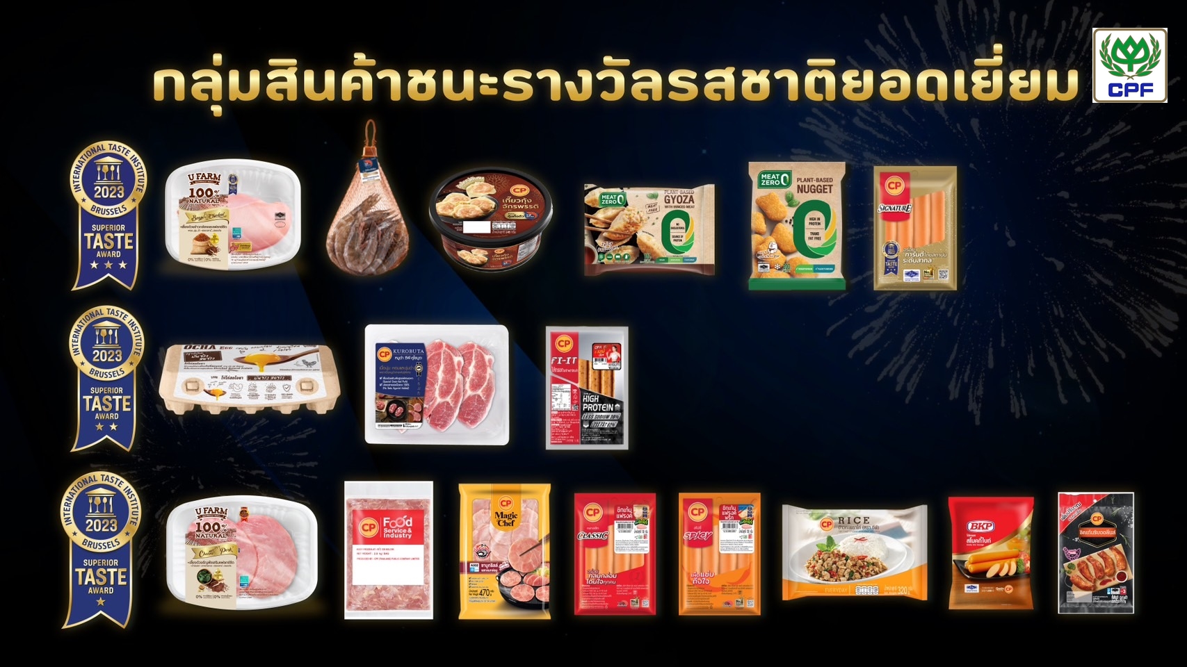 CPF คว้า 17 รางวัล ‘สุดยอดรสชาติอาหารระดับโลก’ ตอกย้ำ ‘ครัวโลก’ ผู้ผลิตอาหารคุณภาพปลอดภัย อร่อยติดดาว CPF คว้า 17 รางวัล ‘สุดยอดรสชาติอาหารระดับโลก’ ตอกย้ำ ‘ครัวโลก’ ผู้ผลิตอาหารคุณภาพปลอดภัย อร่อยติดดาว