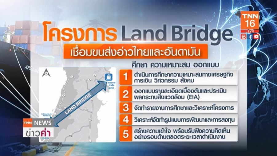 โปรเจ็กต์แสนล้าน! คมนาคม ชู Land Bridge เชื่อมอันดามัน-อ่าวไทย ศูนย์กลางเดินเรือภูมิภาค