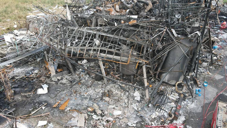 เปิดภาพจากโดรน อ.อ๊อด หลังเหตุการณ์ไฟไหม้โรงงานกิ่งแก้ว