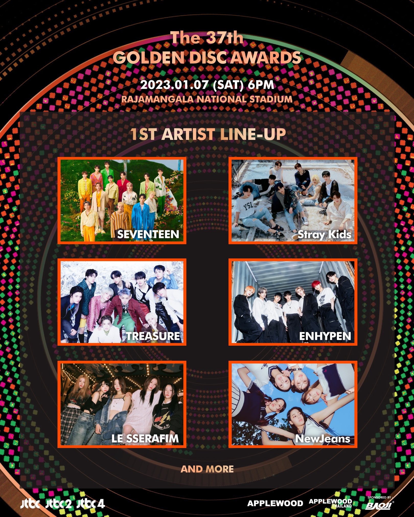 ‘นิชคุณ-อีดาฮี-พัคโซดัม-ซองซีคยอง’!! รับหน้าที่พิธีกรงาน Golden Disc Awards ในไทย