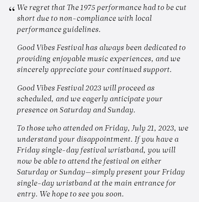 “The 1975”  โดนแบนในเทศกาลดนตรีที่มาเลเซีย หลังโชว์จูบมือเบสบนเวที  (มีคลิป) 