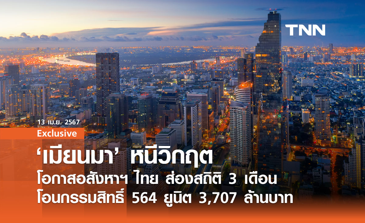 ‘เมียนมา’ หนีวิกฤต โอกาสอสังหาฯ ไทย   ส่องสถิติ 3 เดือน โอนกรรมสิทธิ์ 564 ยูนิต 3,707 ล้านบาท