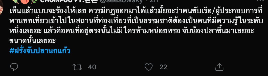 #ฝรั่งจับปลานกแก้ว ติดเทรนด์ทวีตอันดับ 1 - อส.เร่งดำเนินคดีแล้ว 