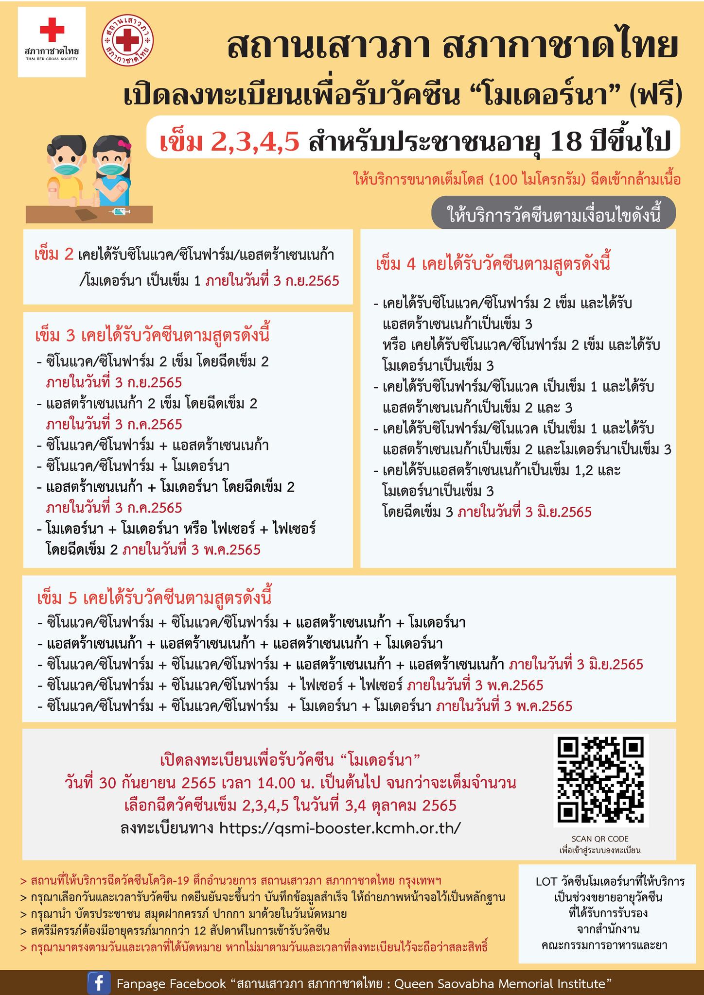 สภากาชาด เปิดฉีดวัคซีนโควิด-19 โมเดอร์นา ฟรี ลงทะเบียนได้เลย!