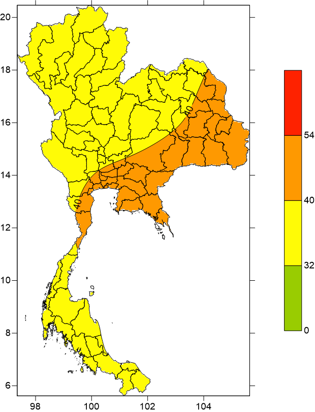 พยากรณ์ค่าดัชนีความร้อนสูงสุดรายวัน 
