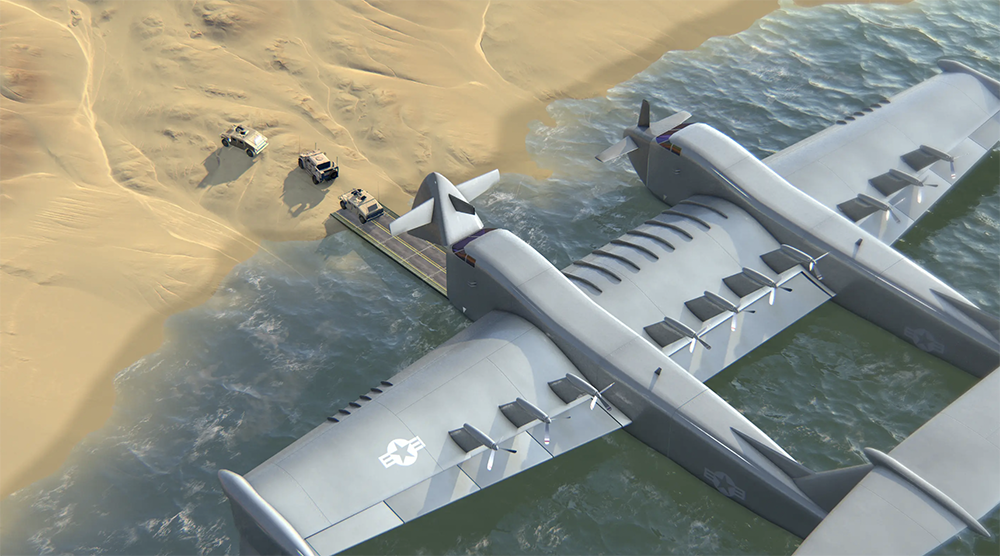 เครื่องบินยักษ์ลำเลียงทางทะเลใช้ยกพลขึ้นบกนำทหารขึ้นสู่ชายหาด เครื่องบินยักษ์ลำเลียงทางทะเลใช้ยกพลขึ้นบกนำทหารขึ้นสู่ชายหาด