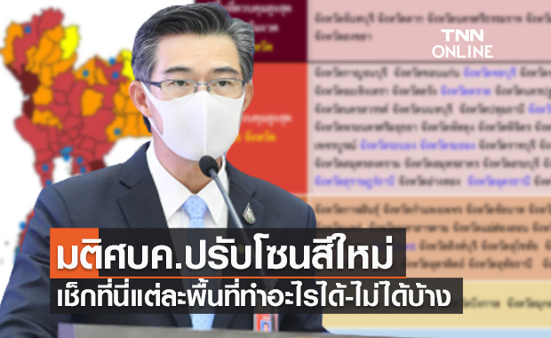 เช็กที่นี่! มติศบค.ปรับโซนสีใหม่ แต่ละพื้นที่สามารถทำอะไรได้-ไม่ได้บ้าง