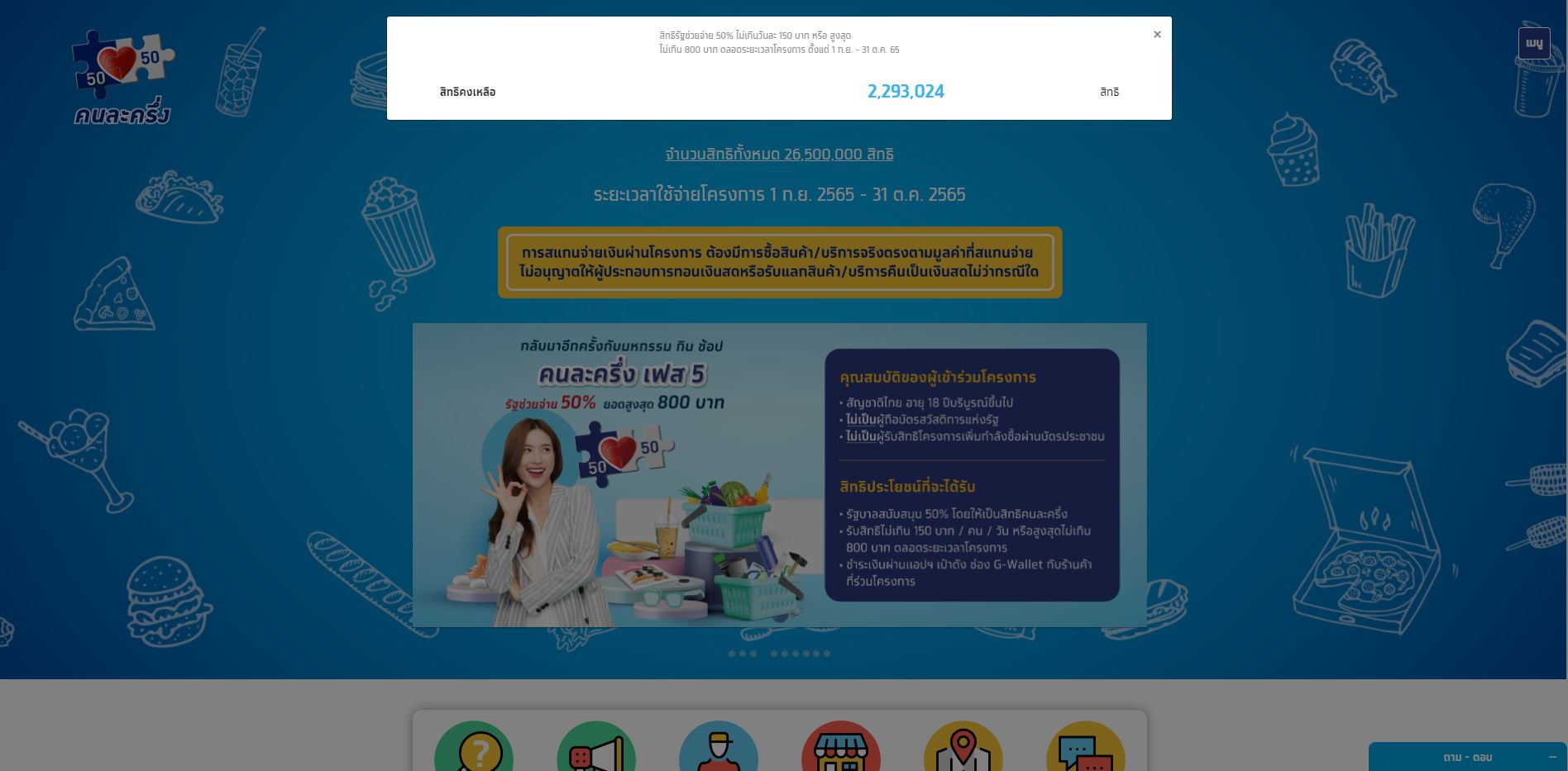 พรุ่งนี้วันสุดท้าย! ลงทะเบียนคนละครึ่ง เฟส 5 รอบเก็บตก เหลืออีก 2.2 ล้านสิทธิ