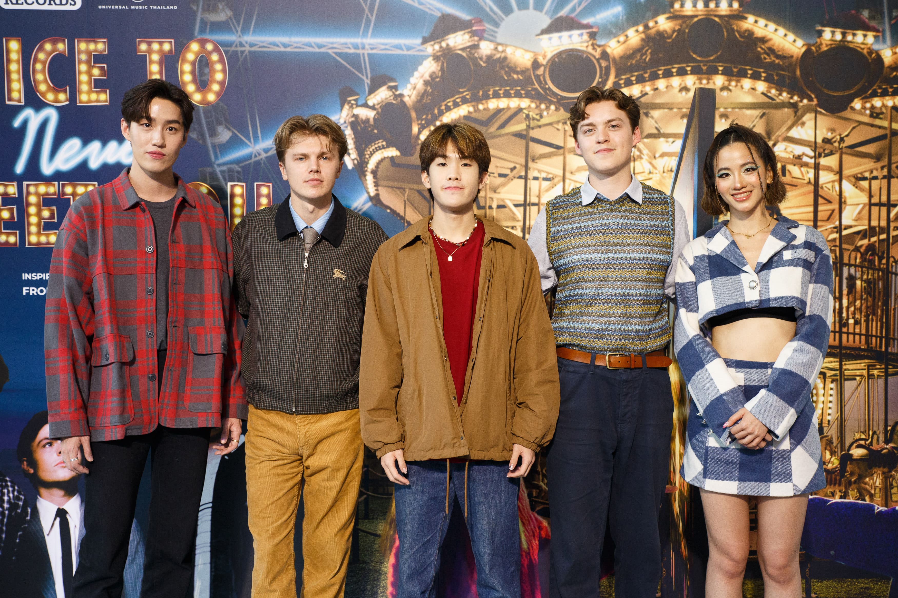 New Hope Club สามหนุ่มจากเกาะอังกฤษ แท็กทีมพระนาง ต่อ-แคร์ ร่วมแถลงข่าวเปิดตัวหนังสั้น Nice To Never Meet You