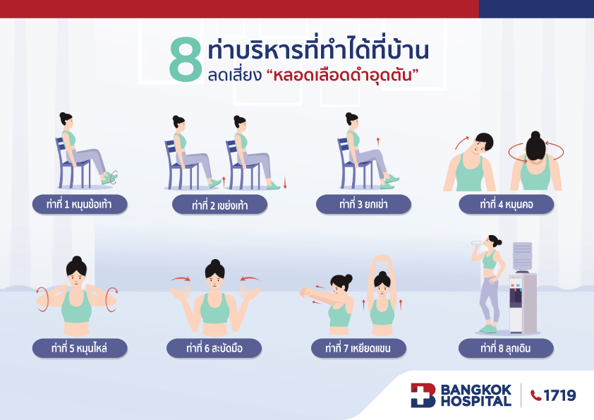 8 ท่าออกกำลังกาย ป้องกันหลอดเลือดดำอุดตัน- ลดอาการปวดเมื่อย 8 ท่าออกกำลังกาย ป้องกันหลอดเลือดดำอุดตัน- ลดอาการปวดเมื่อย