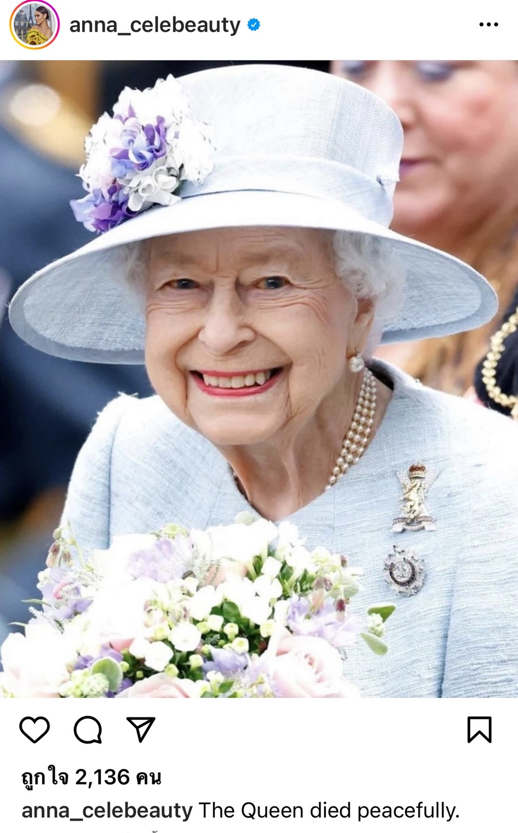 คนบันเทิงไทย ร่วมอาลัยสมเด็จพระราชินีนาถเอลิซาเบธที่ 2 แห่งสหราชอาณาจักร เสด็จสวรรคต