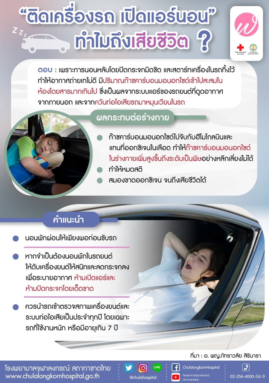 “ติดเครื่องรถ เปิดแอร์นอน” ทำไมถึงเสียชีวิต “ติดเครื่องรถ เปิดแอร์นอน” ทำไมถึงเสียชีวิต