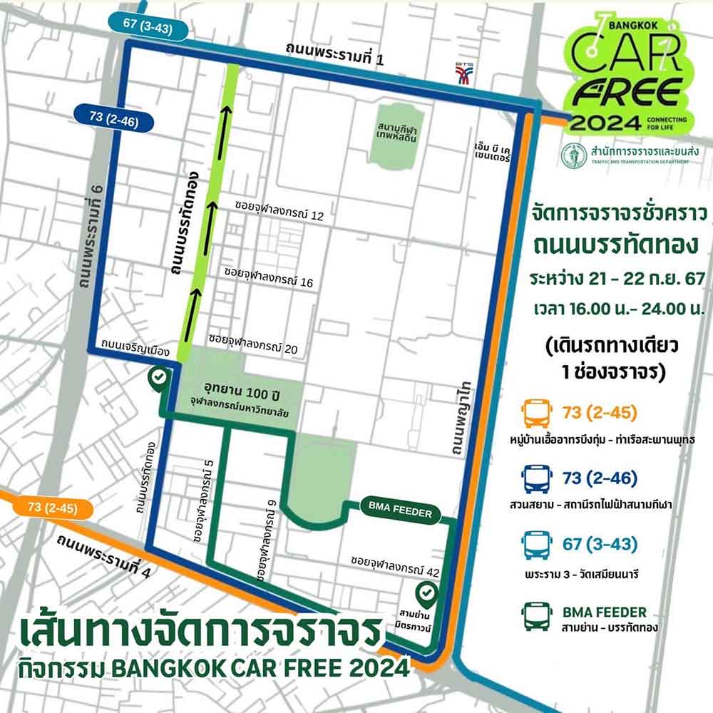 ชวนร่วมกิจกรรม Bangkok Car Free 2024 ย่านบรรทัดทอง 21-22 ก.ย. ชวนร่วมกิจกรรม Bangkok Car Free 2024 ย่านบรรทัดทอง 21-22 ก.ย.