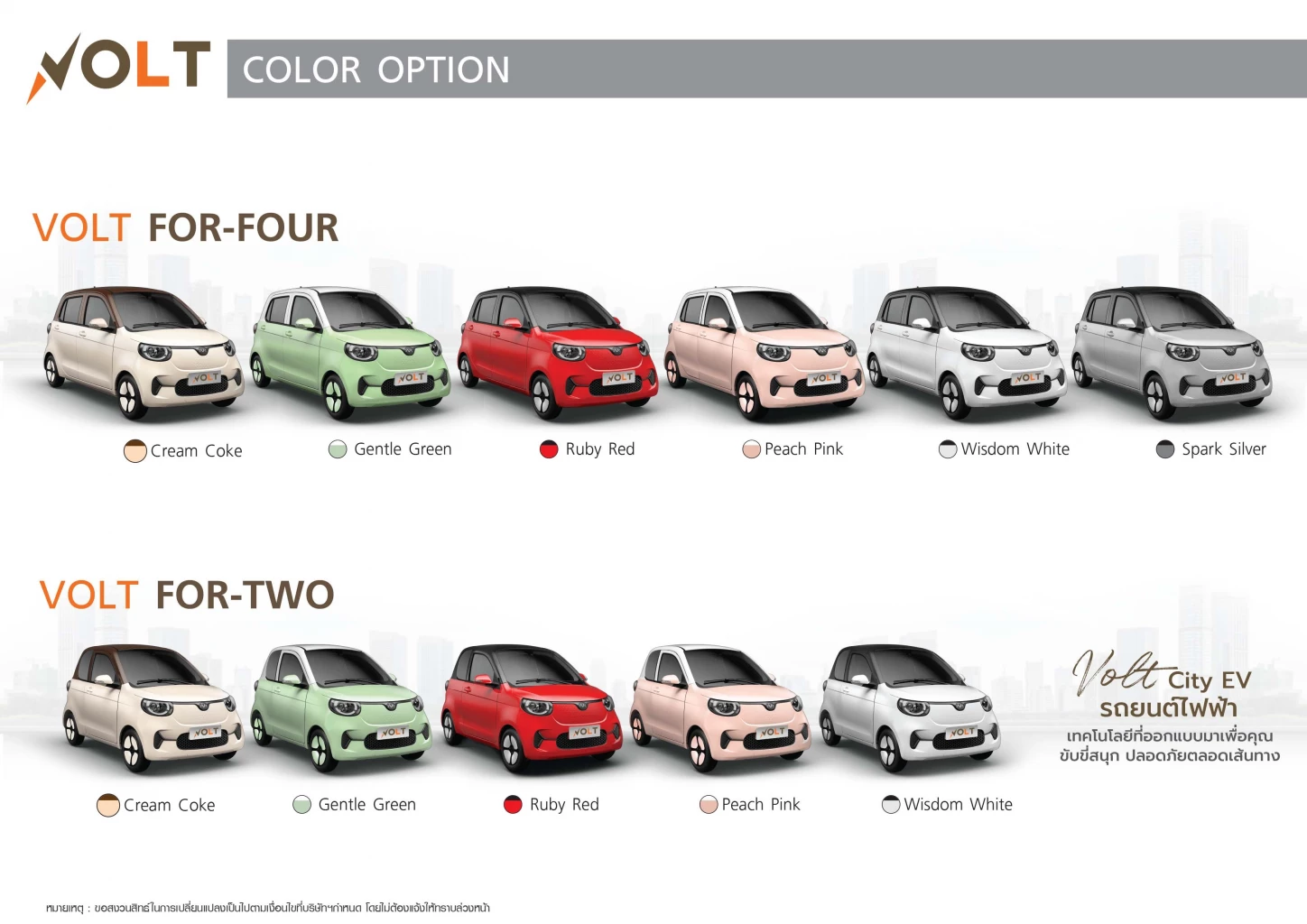  VOLT City EV รถยนต์ไฟฟ้า 100% จากจีน เปิดราคา 3.25 แสนบาท