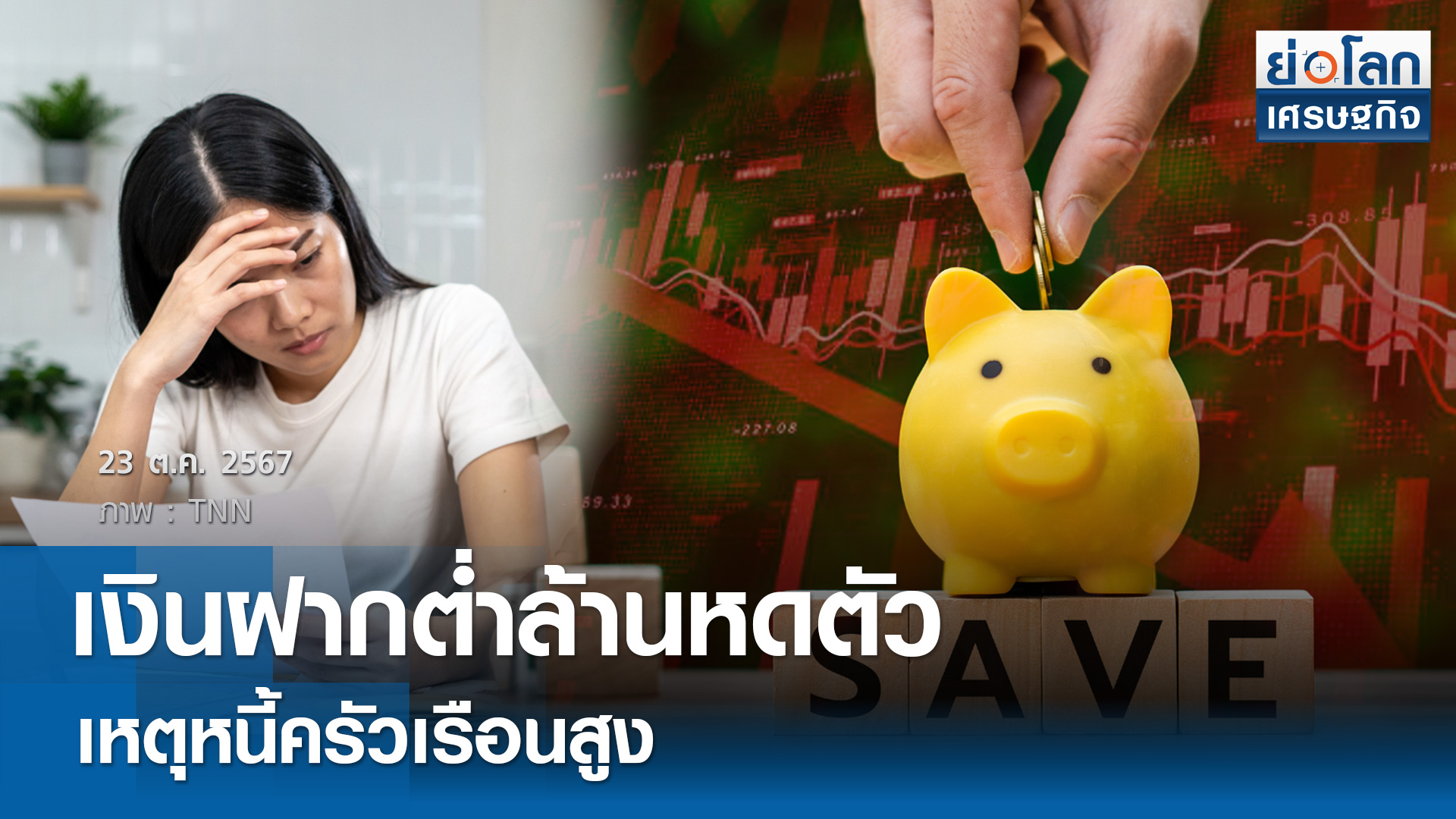 เงินฝากต่ำล้านหดตัวเหตุหนี้ครัวเรือนสูง