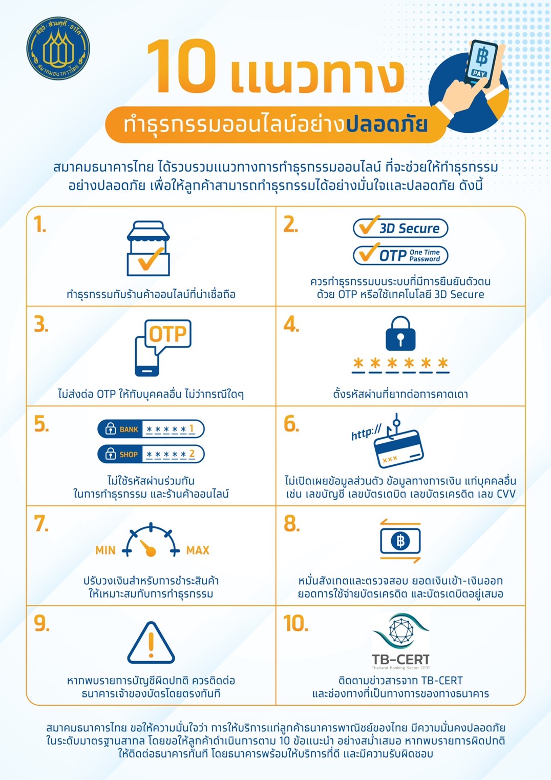 เปิด 10 แนวทางทำธุรกรรมออนไลน์ปลอดภัยป้องกันมิจฉาชีพหลอกลวง
