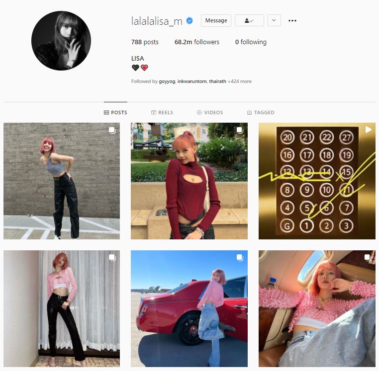 10 อันดับ ยอดติดตาม IG เพิ่มสูงสุดเดือน พ.ย. ด้าน ลิซ่า BLACKPINK ยังครองอันดับ 1