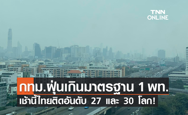 กทม.อากาศเย็น พบ "ฝุ่นจิ๋ว PM 2.5" ฟุ้งเกินมาตรฐาน 1 พื้นที่!