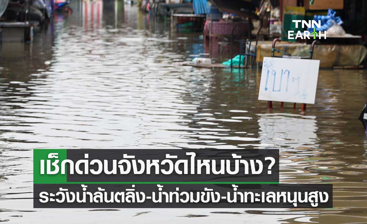 เช็กด่วนจังหวัดไหนบ้าง? เตือนพื้นที่เฝ้าระวังน้ำล้นตลิ่ง-น้ำท่วมขัง-น้ำทะเลหนุนสูง